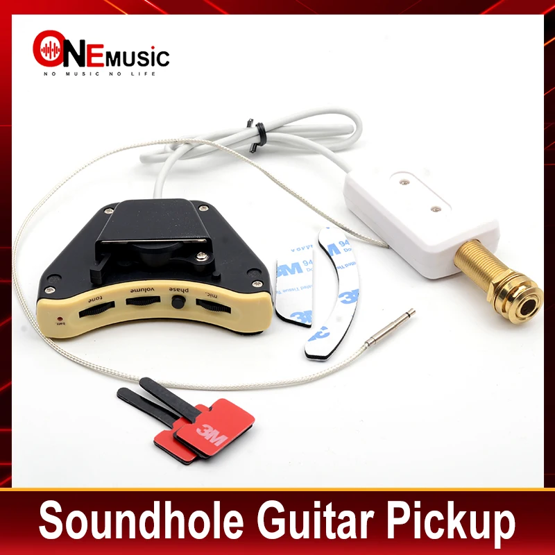 Soundhole Guitar Pickup White Pickup with Silver Piezo with Output Balance