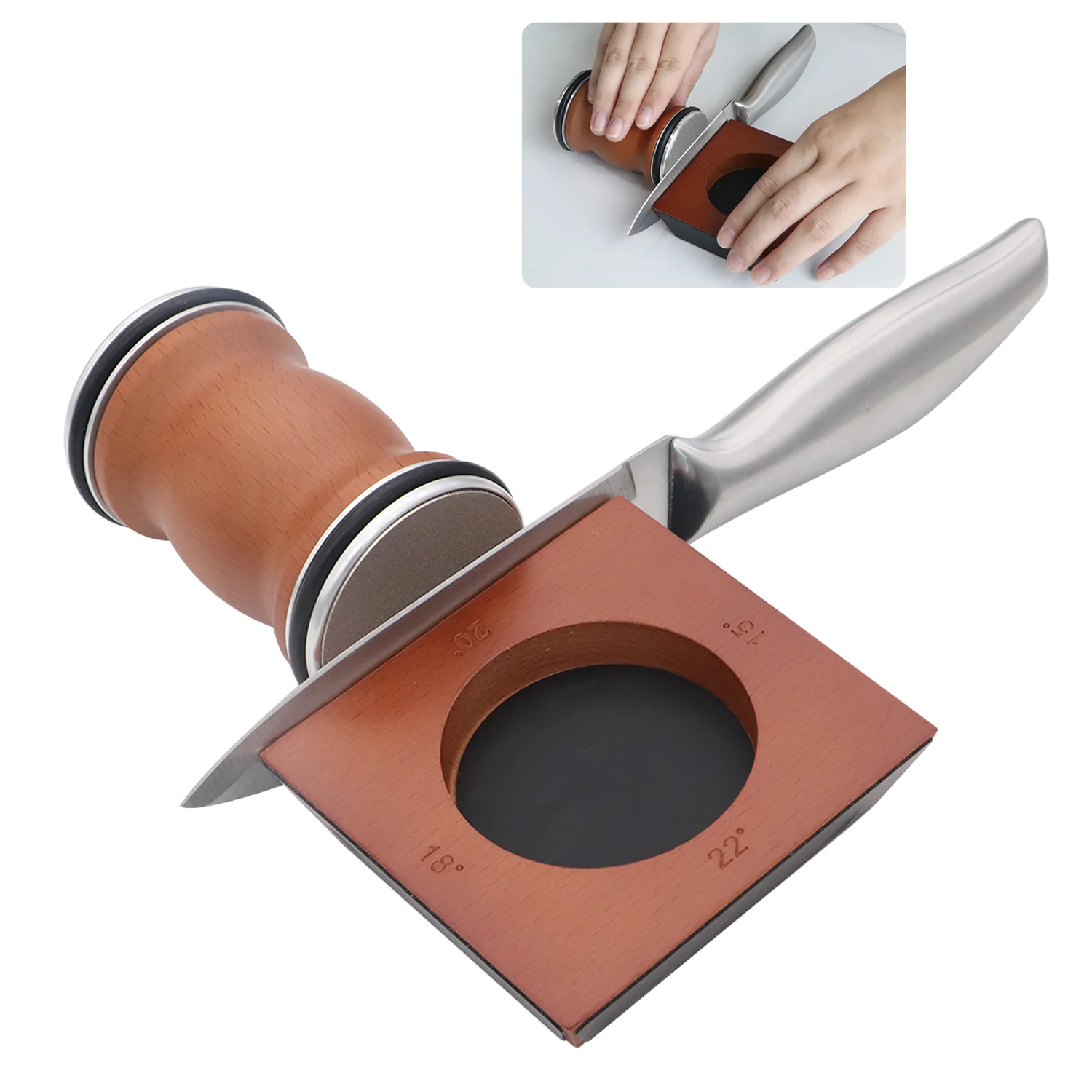 Magnetic Rolling Knife Sharpener Diamond Sharpening Stone Wooden Multi Angle Roller Sharpener for Kitchen Knives Scissors