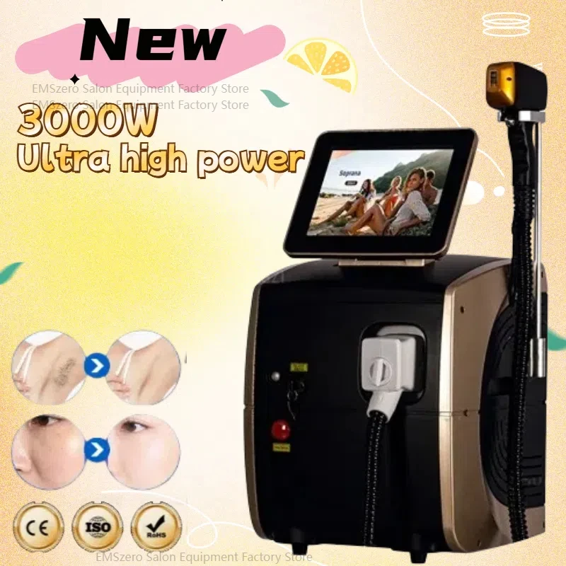 3000W Newest 755Nm 808Nm 1064Nm 3 Wavelength 808Nm Diode Laser 808Nm Laser Hair Removal Machine For Salon