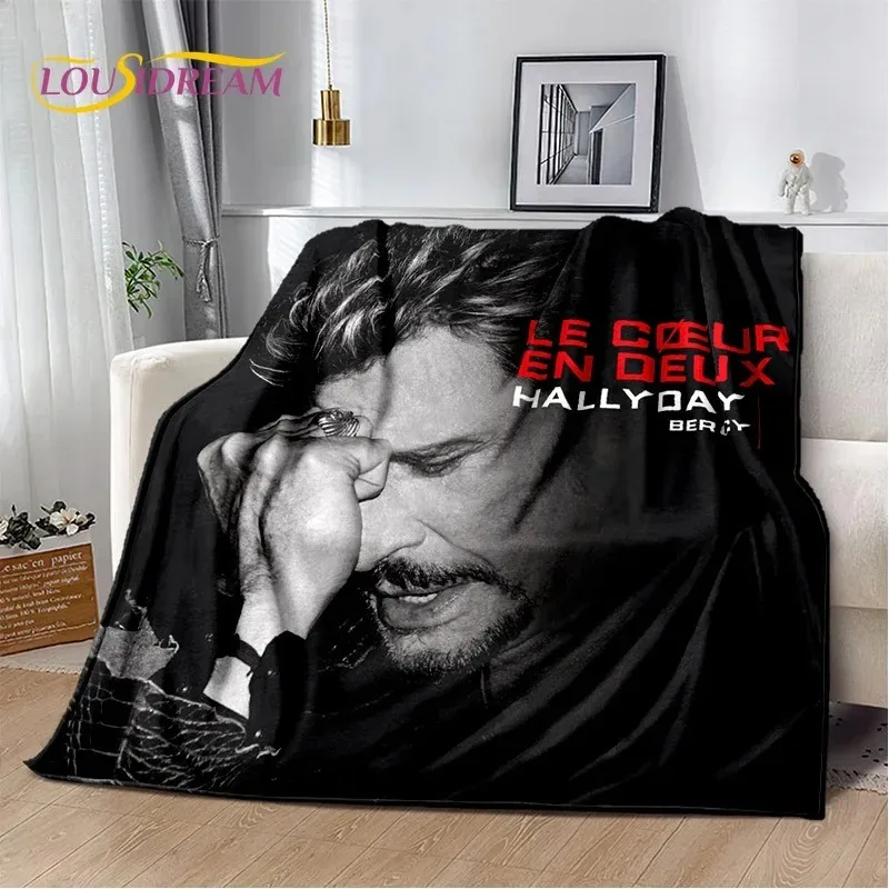 Printing Johnny Hallyday Rock Star Soft Flannel Blanket for Beds Bedroom Sofa Picnic,Throw Blanket for Outdoors Leisure Gift