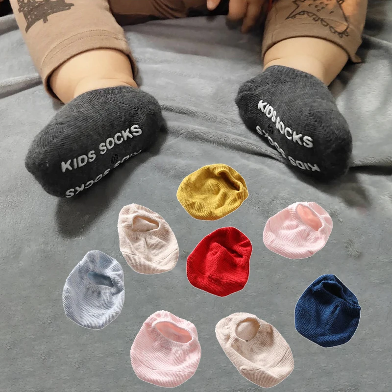 Calcetines tobilleros antideslizantes de goma blanca para bebé, niño y niña de algodón para ropa fina, accesorios para niño pequeño, primavera y