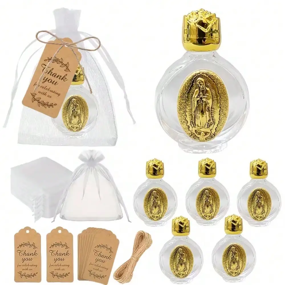 16-teiliges Geschenkset mit Glasflaschen der Jungfrau Maria - Weihwasserflasche (15ml leere Flasche), Taufe - Eucharistie - Kirchenaktivitäten