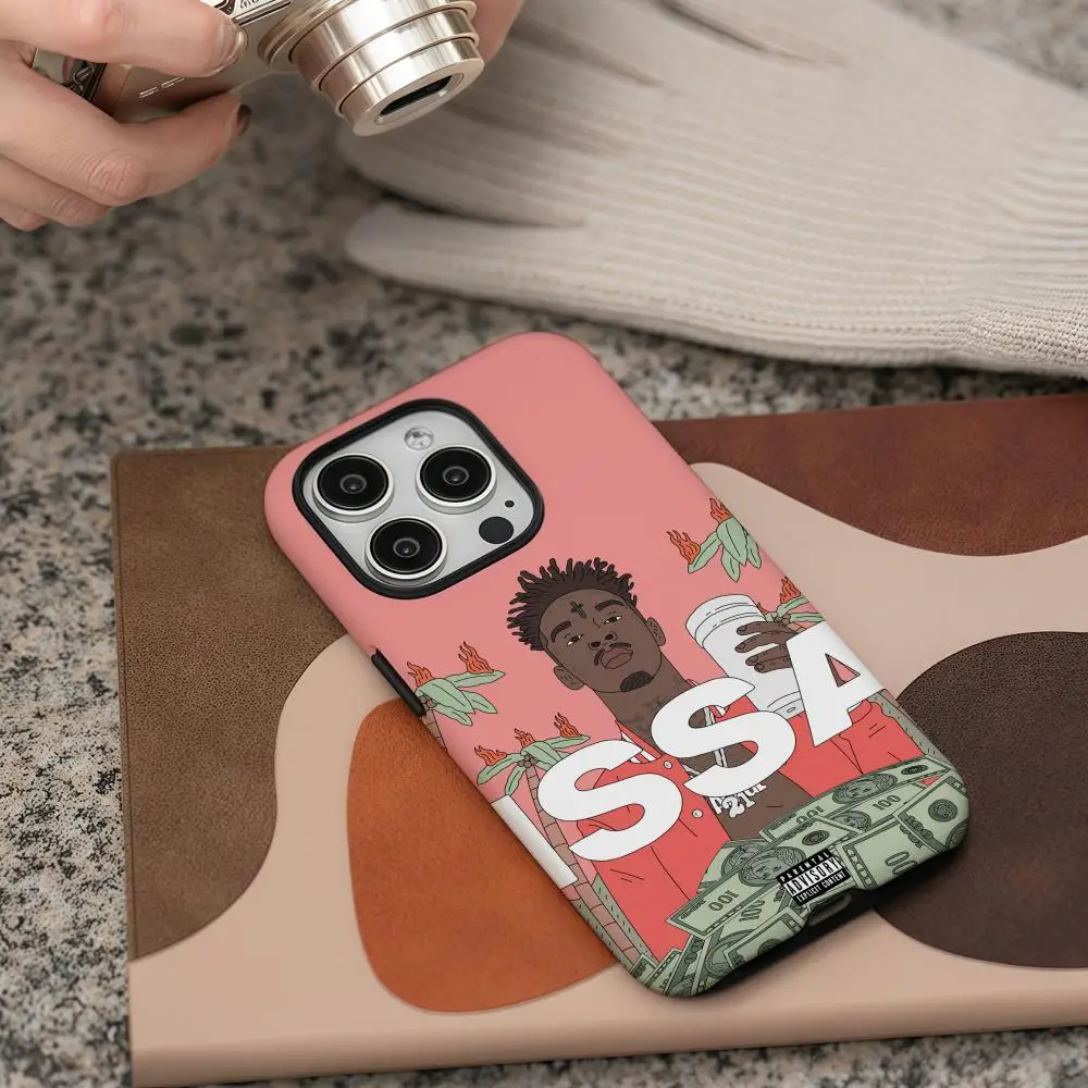 Чехол для телефона 21 Savage Issa Album для iPhone 17, 16, 15, 14, 13, 12 Pro Max Plus, глянцевый HD, двухслойная жидкая задняя пленка, твердый корпус