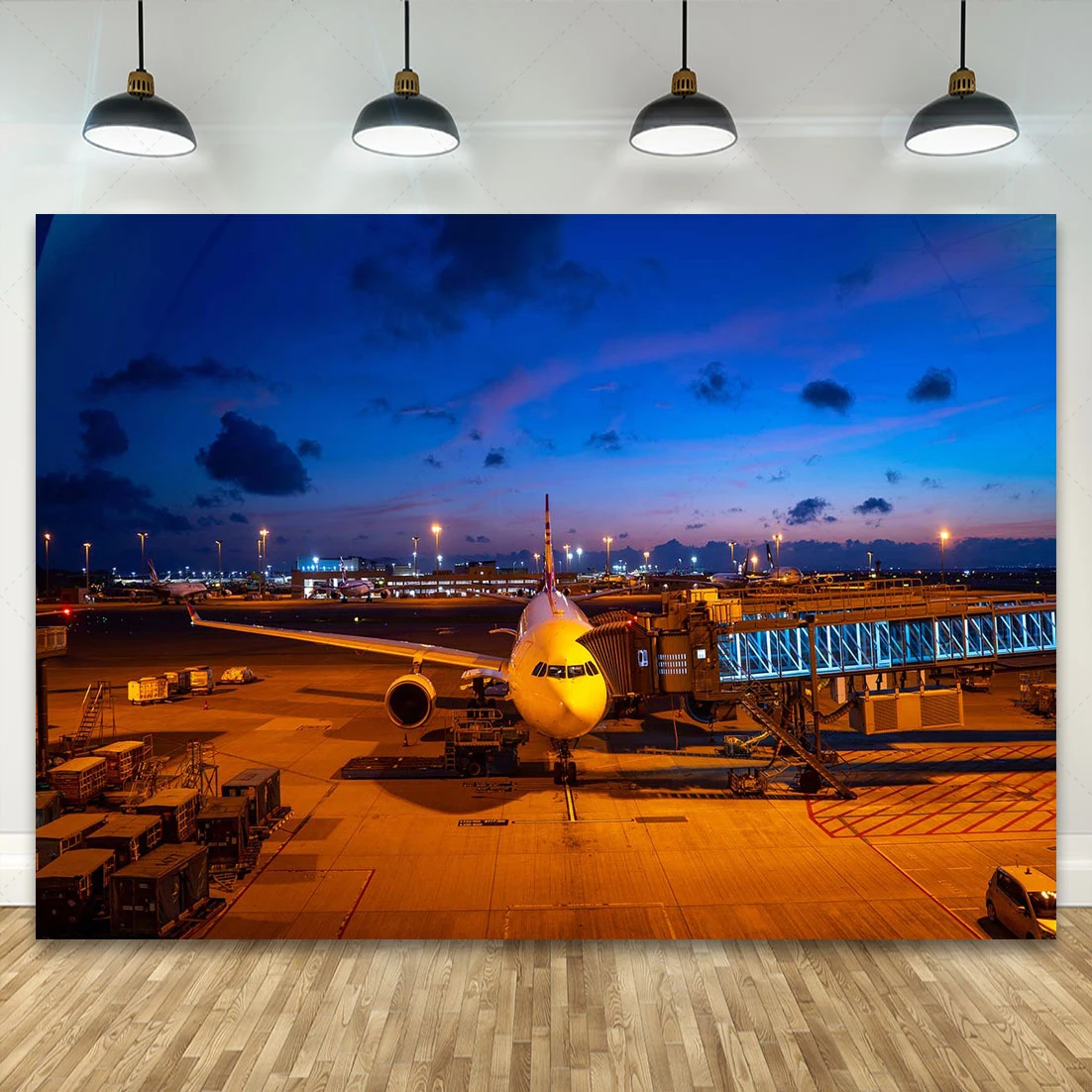 Fondo de fotografía con tema de avión de aeropuerto, decoración de pared para fiesta de avión mundial de viaje, estudio fotográfico ﻿   Suministros de fondos