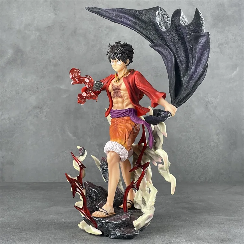 New 28cm Anime One Piece Luffy Figure Color Of Armament Gk Haki Four Emperors Statue Pvc Action Figurine Collection Model Toy