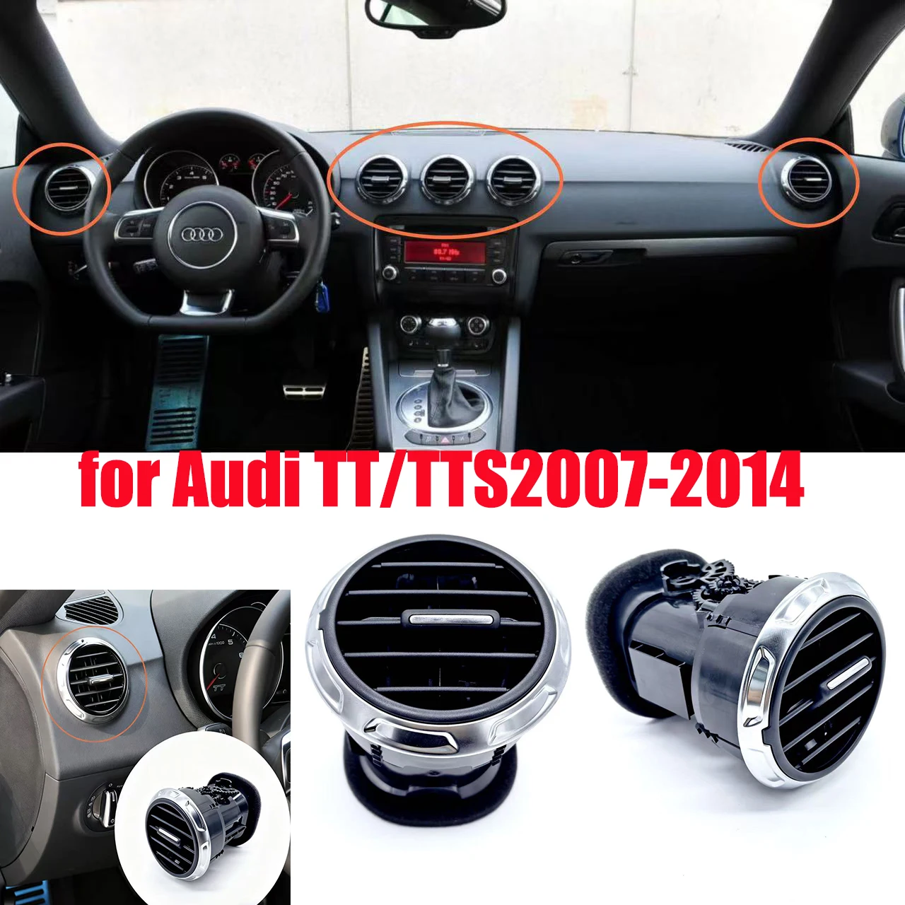 1 قطعة 2 قطعة 5 قطعة تنطبق على منافذ الهواء لأودي TT/TTS2007-2014 كوبيه ، منافذ الهواء لوحة القيادة ، 8J0 ، 820 ، 901 ، E