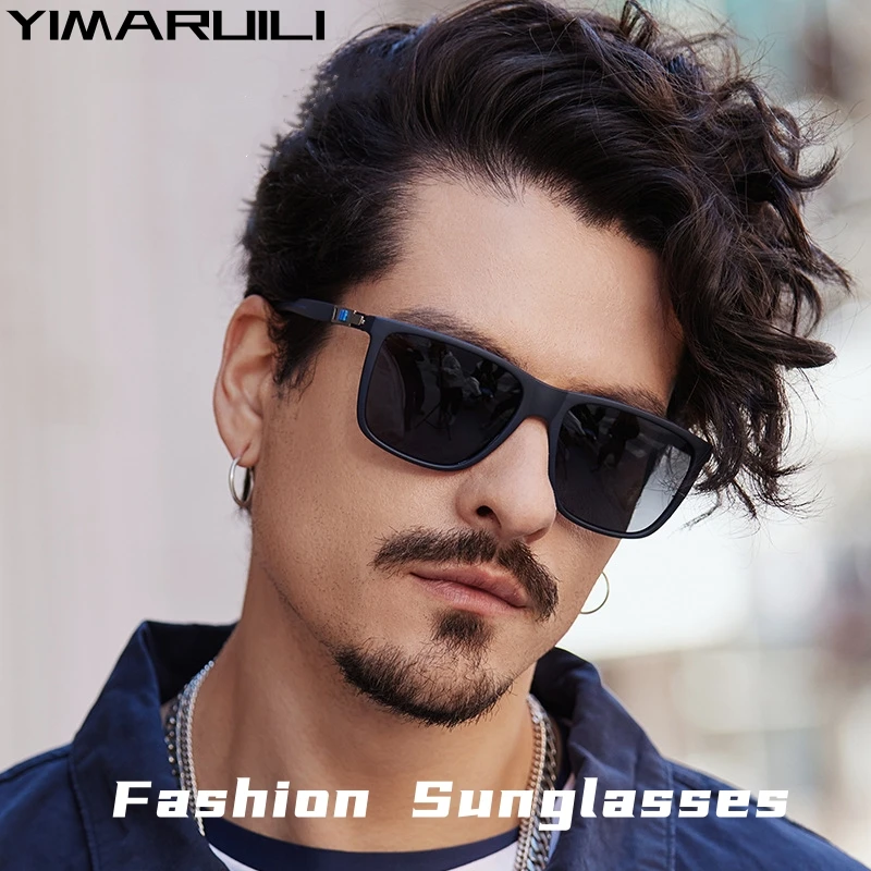 YIMARUILI Fashion Retro Driving UV Protection Eyewear Square Polarized Travel Fishing Optical Prescription Men Sunglasses Frame