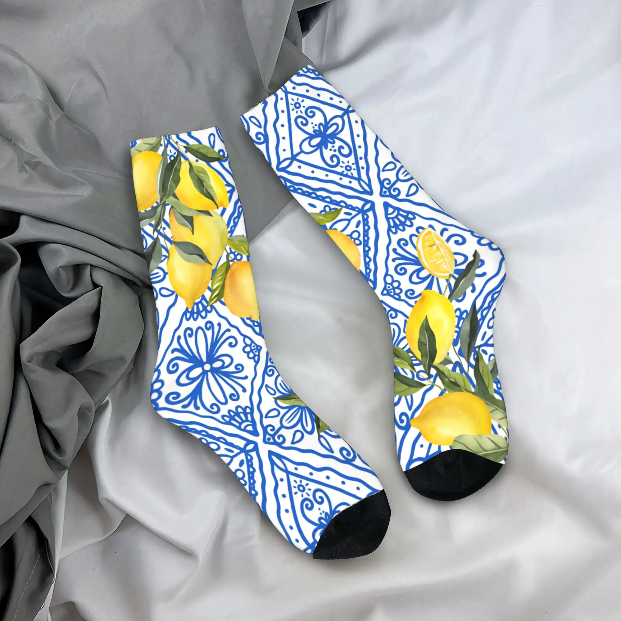 Fruit Lemon  Socks  Graphic Stockings Anti-Slip Men Socks Soft Breathable Autumn Casual Running Socks