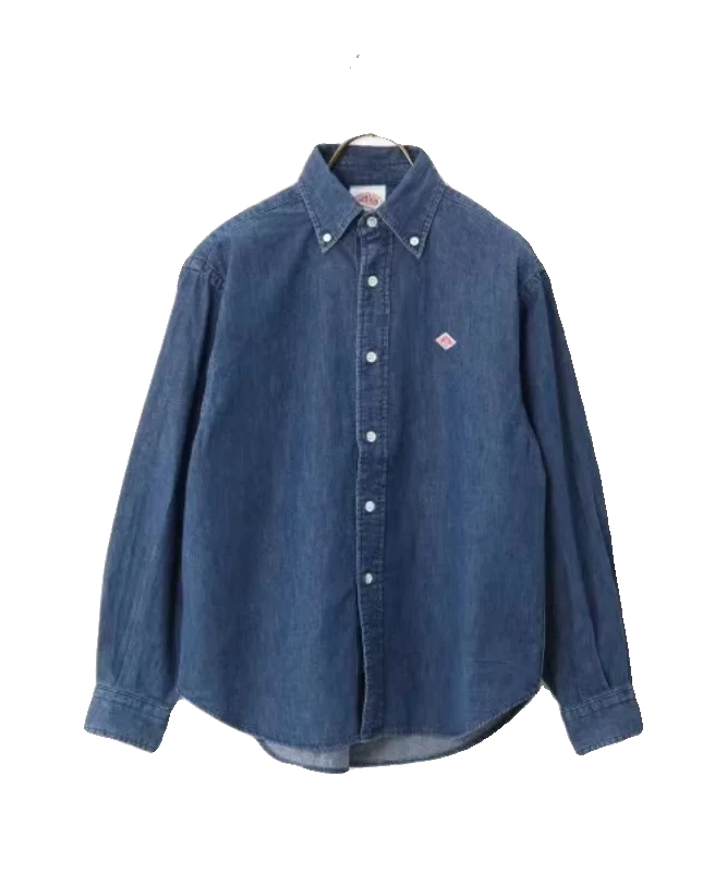 

Retro Pure Cotton Denim irt Women's Loose Long Sve Collared Top for Commuting Versatile Outerwear Casual Ne