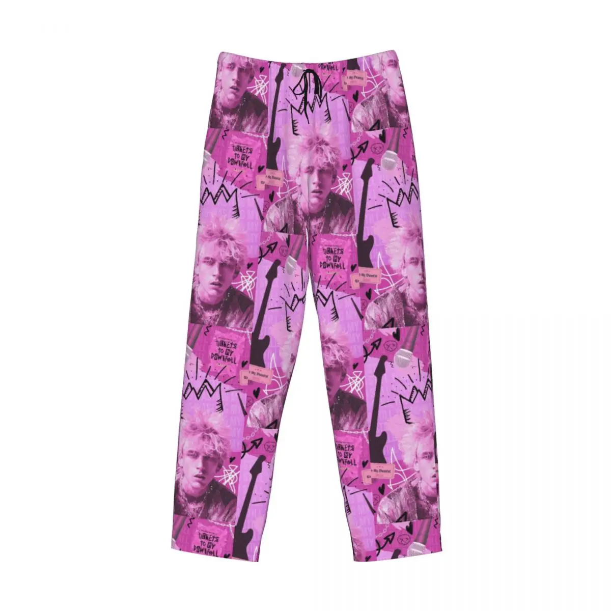 مخصص مغني الراب MGK M-Machine Gun K-Kelly بنطلون بيجاما للرجال ملابس خاصة صالة النوم قيعان تمتد مع جيوب