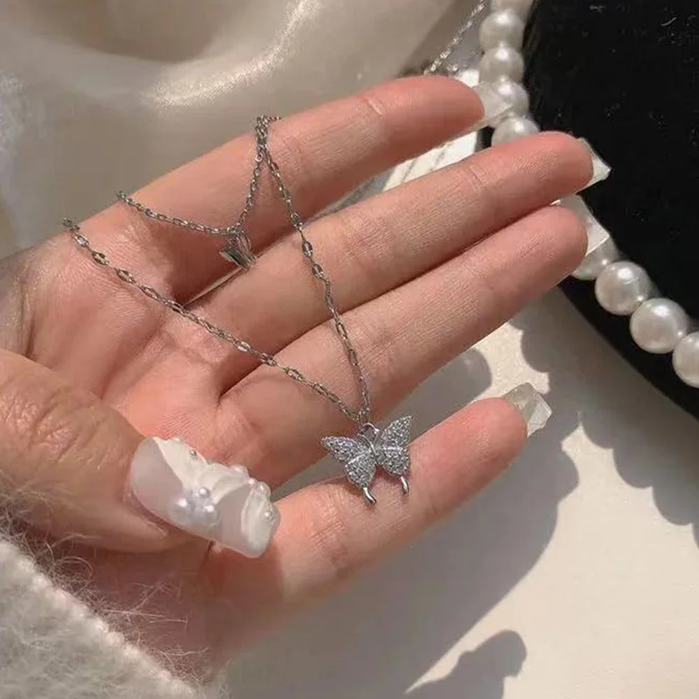 Women's Double Layer Star Moon Charm Multilayered Necklace