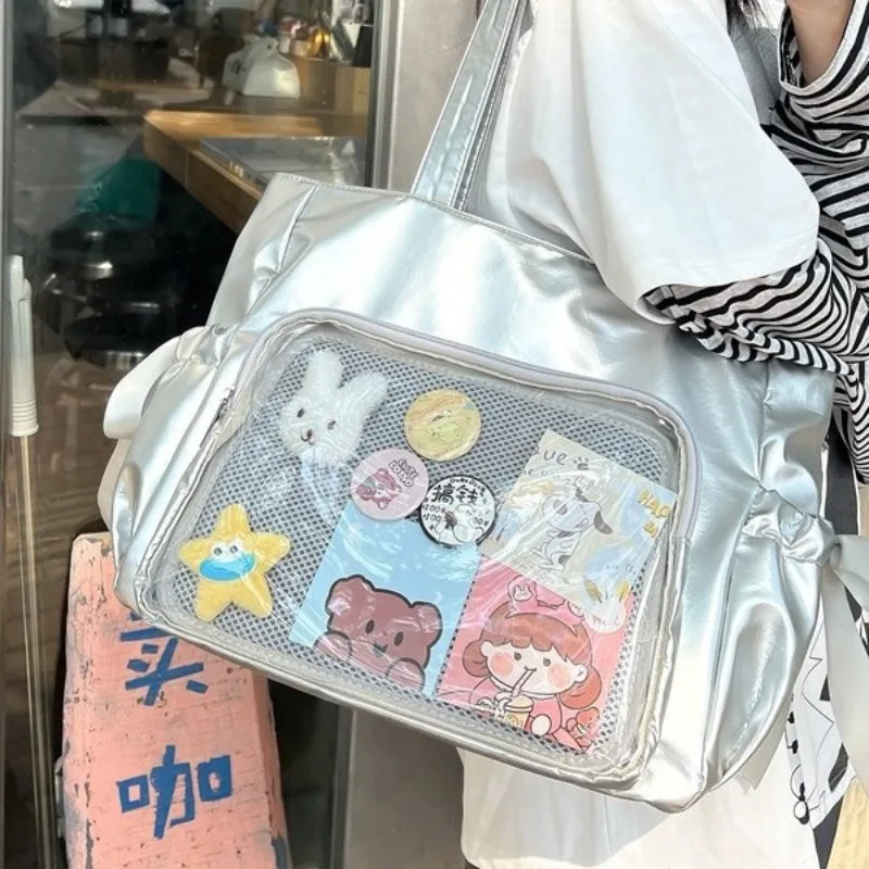 HAEX Aesthetic Ita-Bolso de hombro para Mujer, 2 lados con cinta de bolsa de mano, estilo Harajuku Y2K, diseñador brillante, de lujo, nuevo