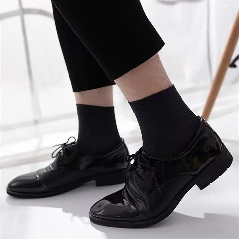 10pairs Men Ice Silk Socks Summer Spring Ultra-thin Socks Solid Business Socks Breathable Soft Socks Ankle Bamboo Fiber Socks