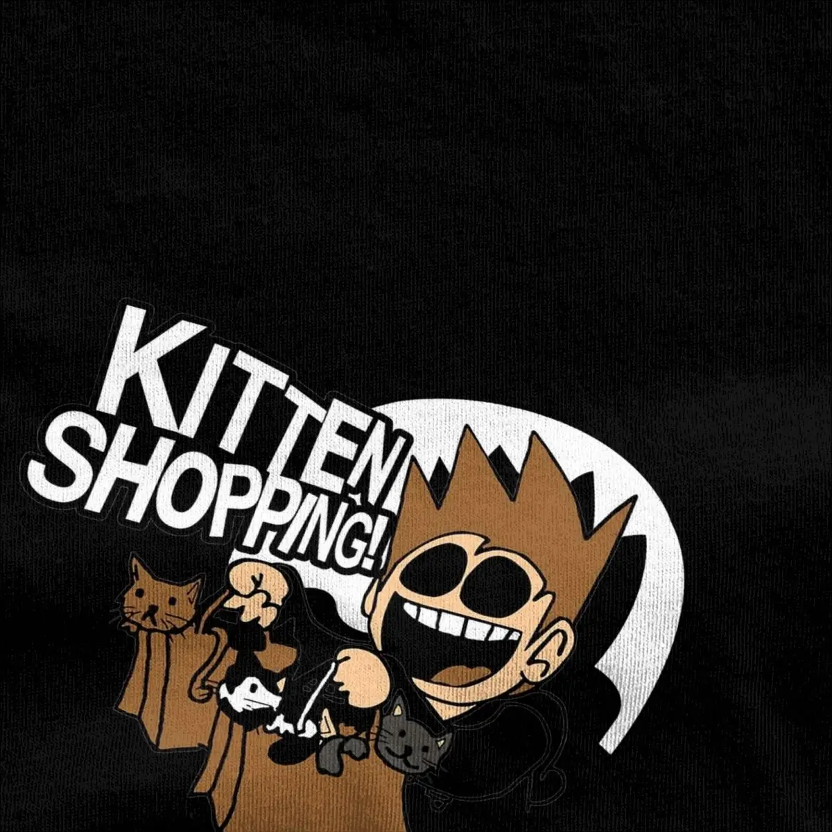 Men Women\'s Funny Eddsworld Kitten Shoppings Cartoon T-Shirts Merchandise Humor Pure Cotton T Shirt Tee Clothes Gift Idea