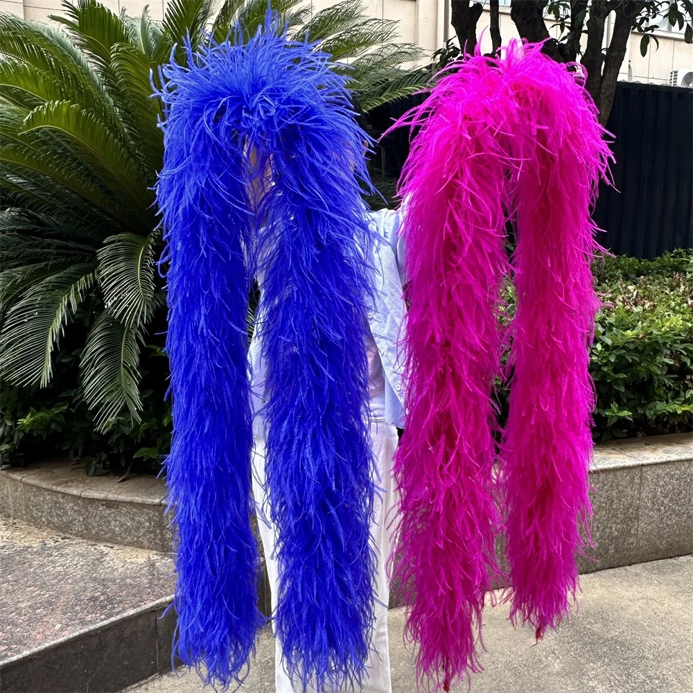 

0.5/1/1.5/2/3M Long 8PLY Ostrich Feather Boa Rose and Blue Soft Dress Decorations boa one piece figure boa hancock Plumes Decor