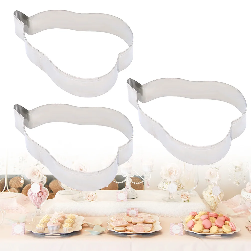 3Pcs Stainless Steel Pear Shape Cookie Cutter Molds Easy Clean Non-Stick DIY Chocolate Fondant Cake Baking Dessert Mold