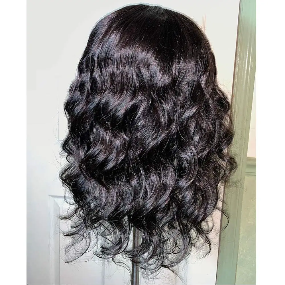 13*4 Body Wave Dark Brown Synthetic Lace Wig Long Wavy Natural Hairline Lace Front Wigs Women Cosplay Daily Use