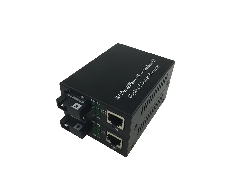 Good prices 10/100/1000Mbps Fiber Optic Media Converter 1 RJ45 Netlink converter fiber optic transceiver 25KM