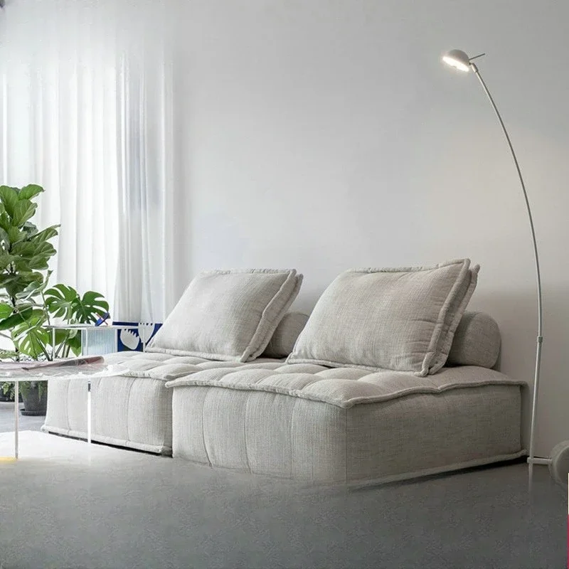 

Modern living room square fabric module Italian minimalist tofu block single sofa