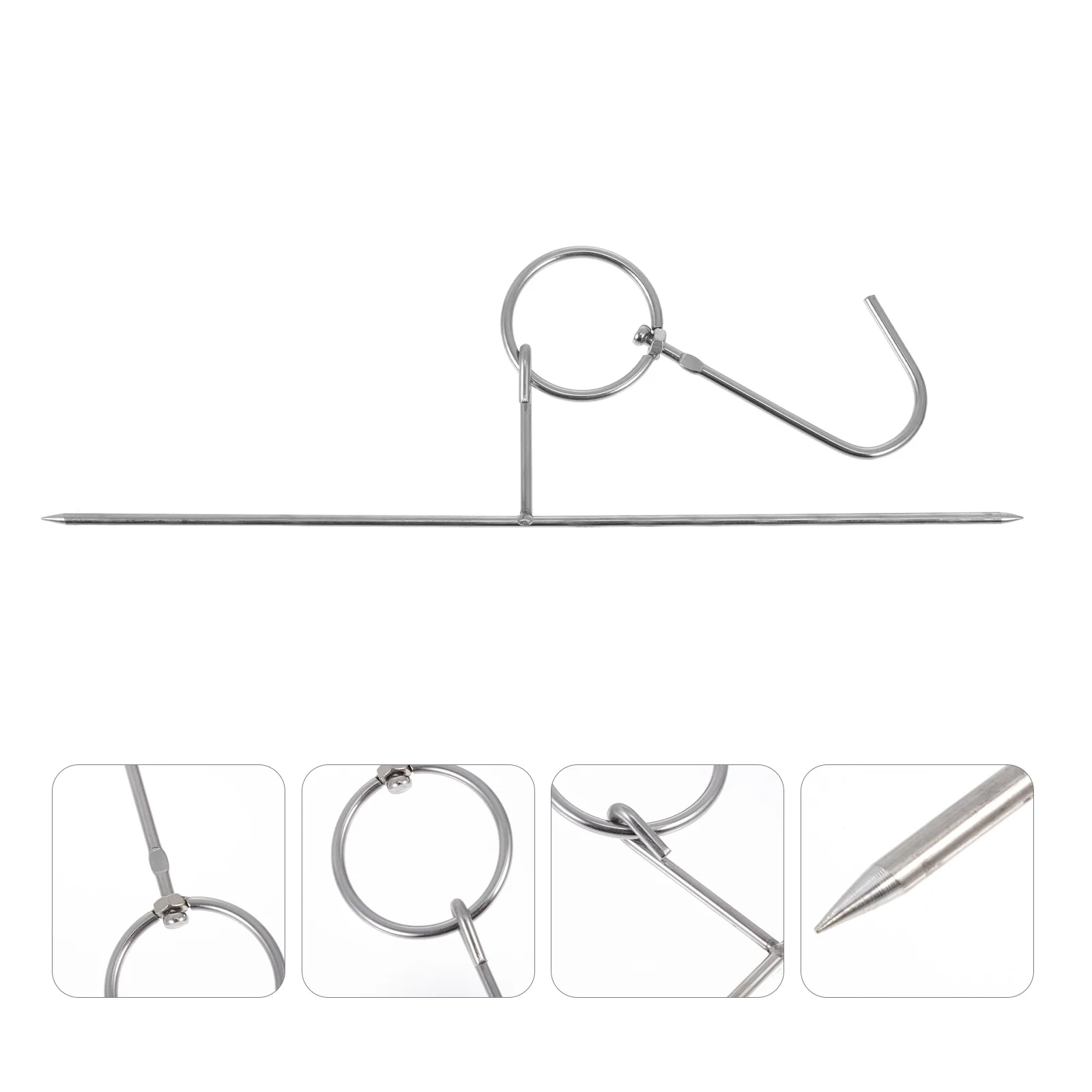 2 قطعة خطافات اللحوم القوية الحاملة من الفولاذ المقاوم للصدأ شوك الشمع المشوي لخطافات الشواء حلقات شار