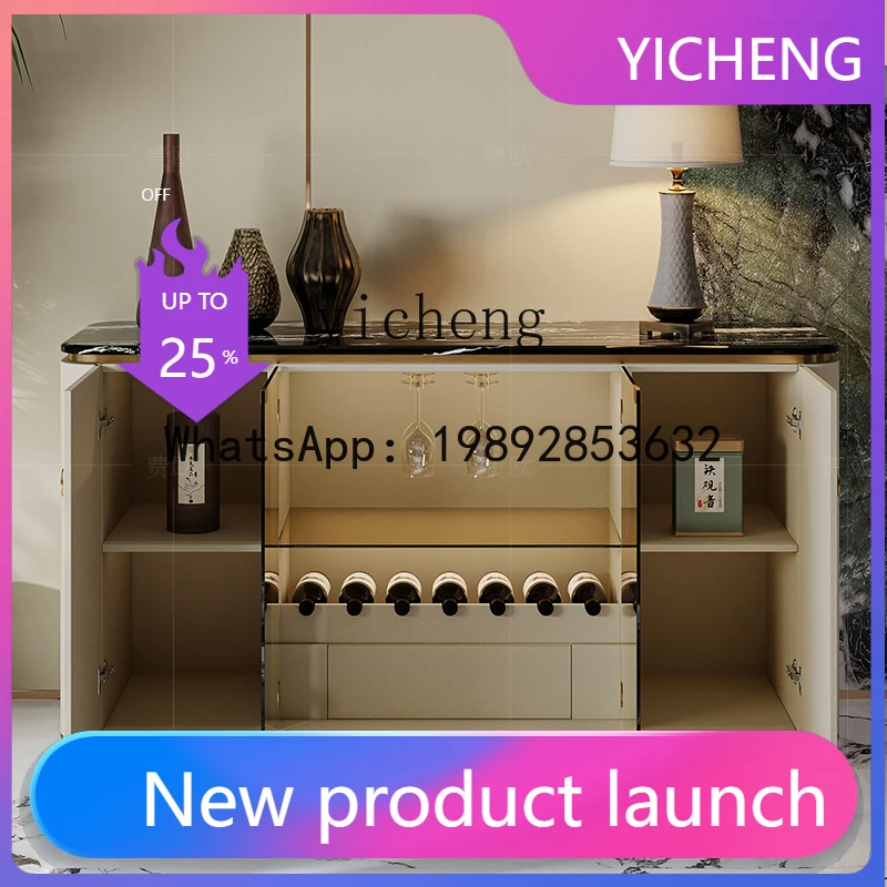 

LYY light luxury dining side cabinet storage post-modern marble restaurant high-end fashion gray glass entrance cabinet