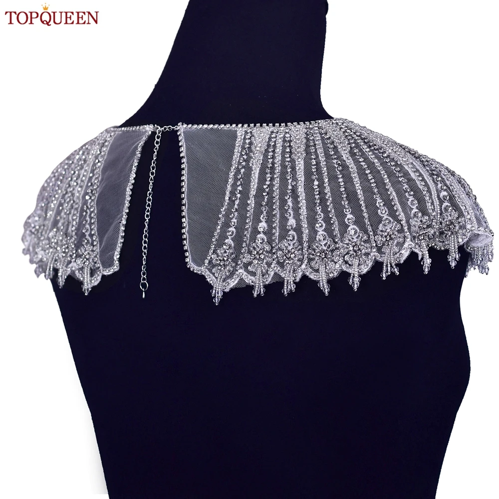 TOPQUEEN Nupcial Ombro Cadeia Casamento Jóias Lace Cristal Colar Acessórios Do Casamento Ajustável Mulheres Xaile SG39