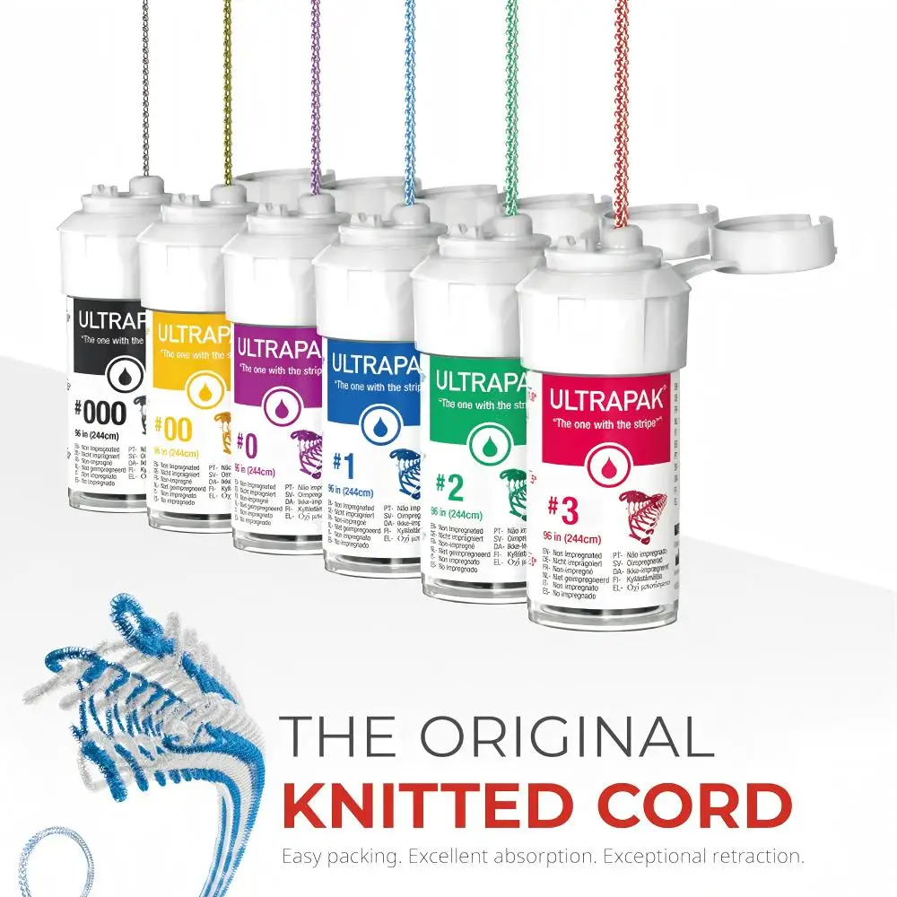 

Original Ultradent Ultrapak Dental Gingival Retraction Cord Built-in Cutter Hemostasis Sulcu Retraction in Crown and Bridge Work