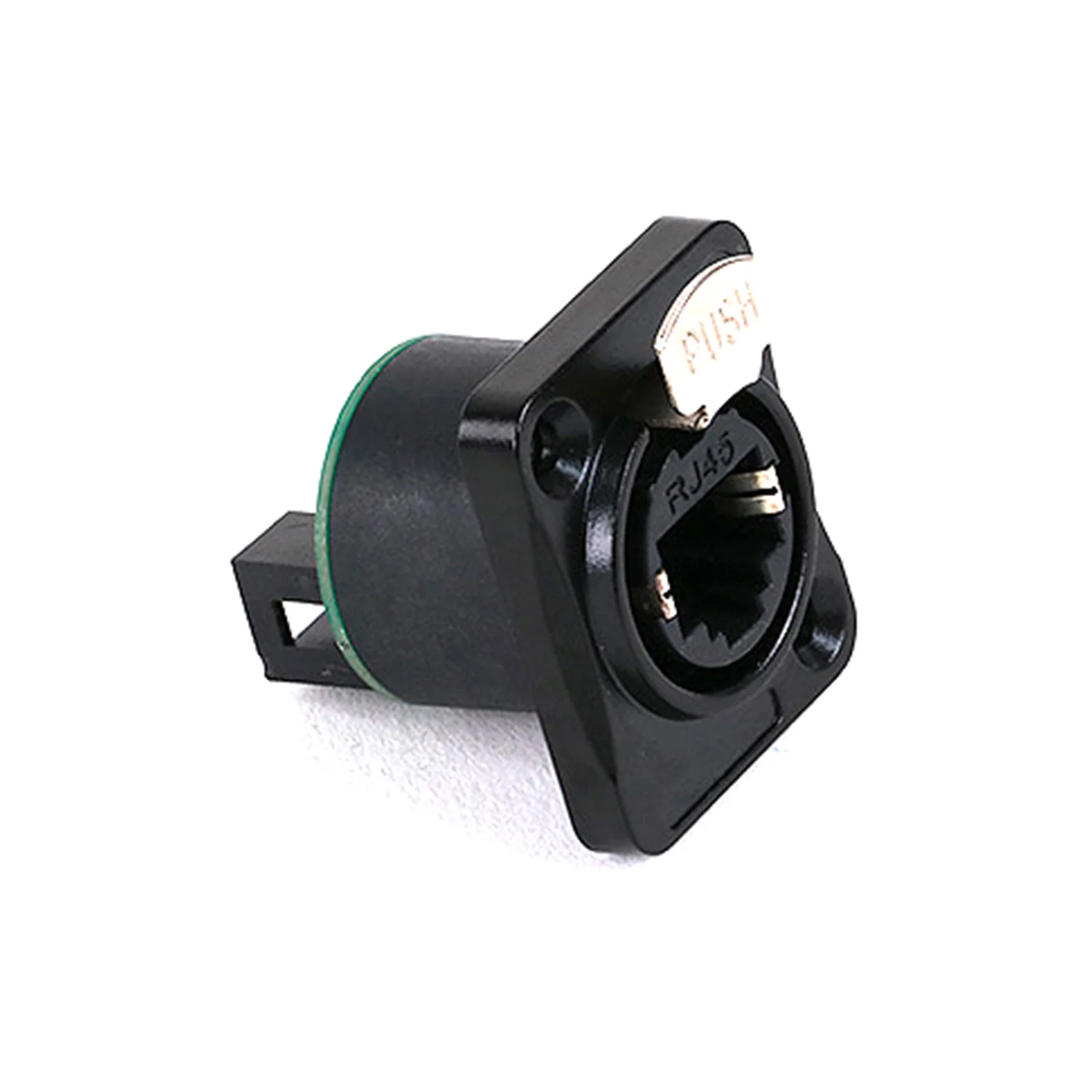 1PC Plug-in RJ45 Square Flange Receptacle Chassis Mount Industrial RJ45 CAT5e STP 100 Gigabit Connector Black Plug-Pull PUSH