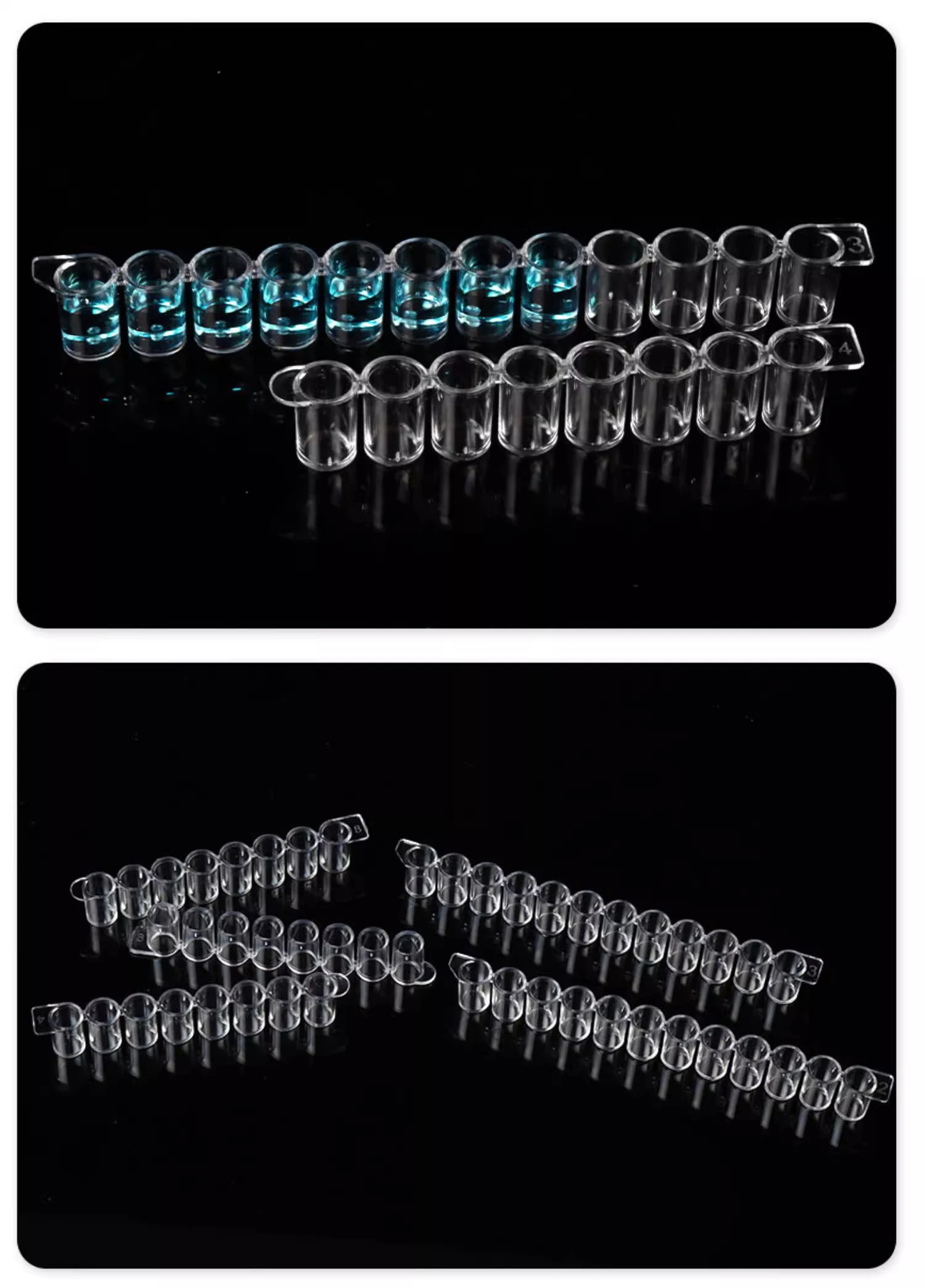 Labor-ELISA-Platten/-streifen (Enzym-Linked Immunosorbent Assay) aus Polystyrol, Enzym-Röhrchenstreifen mit 8/12 Röhrchen – Detail 1