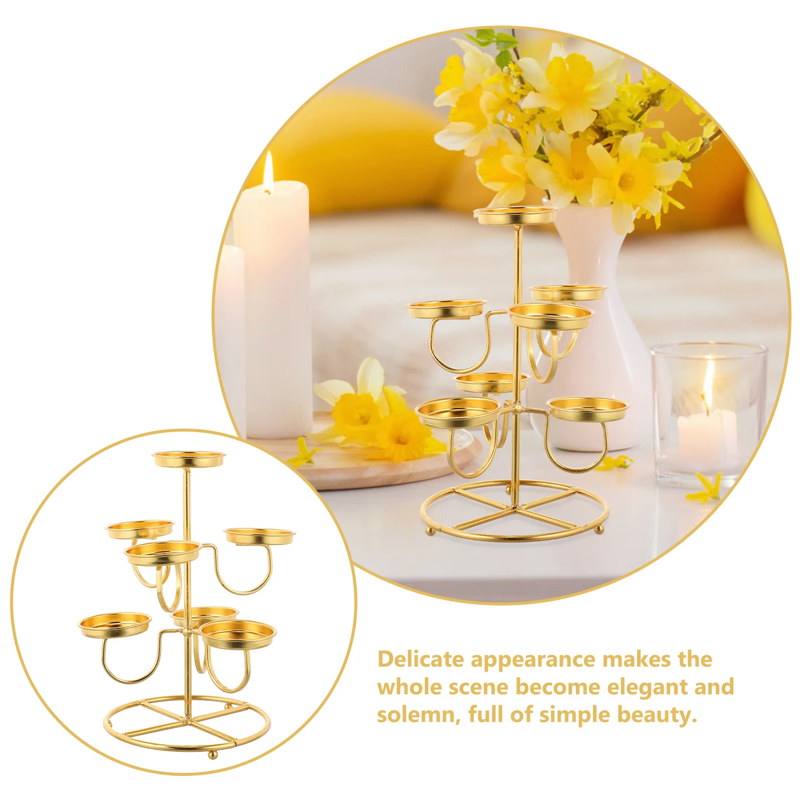

Exquisite Household Stand Decorative Candleholder Compact Size for Romantic Restaurant Festival
