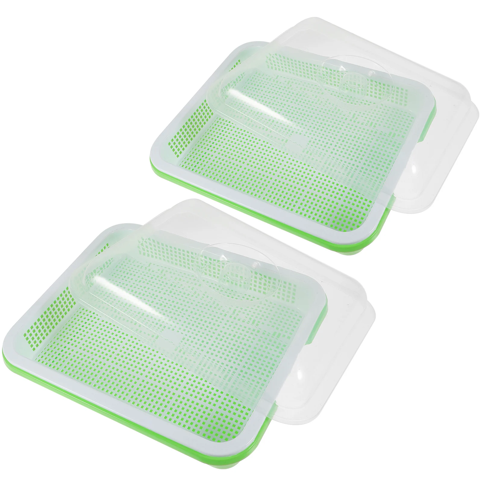 

2 Sets Sprouter Trays Eco-Friendly Seed Germination Kit Cover Moisture Retention High Budding Fast Growth Wheatgrass