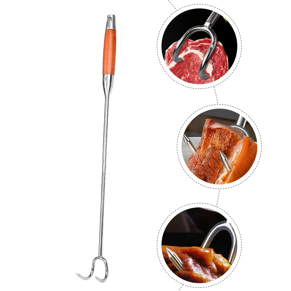 Braised Meat Hook Barbecue Accessory Turner Flipper Stainless Steel Pork Handle Design