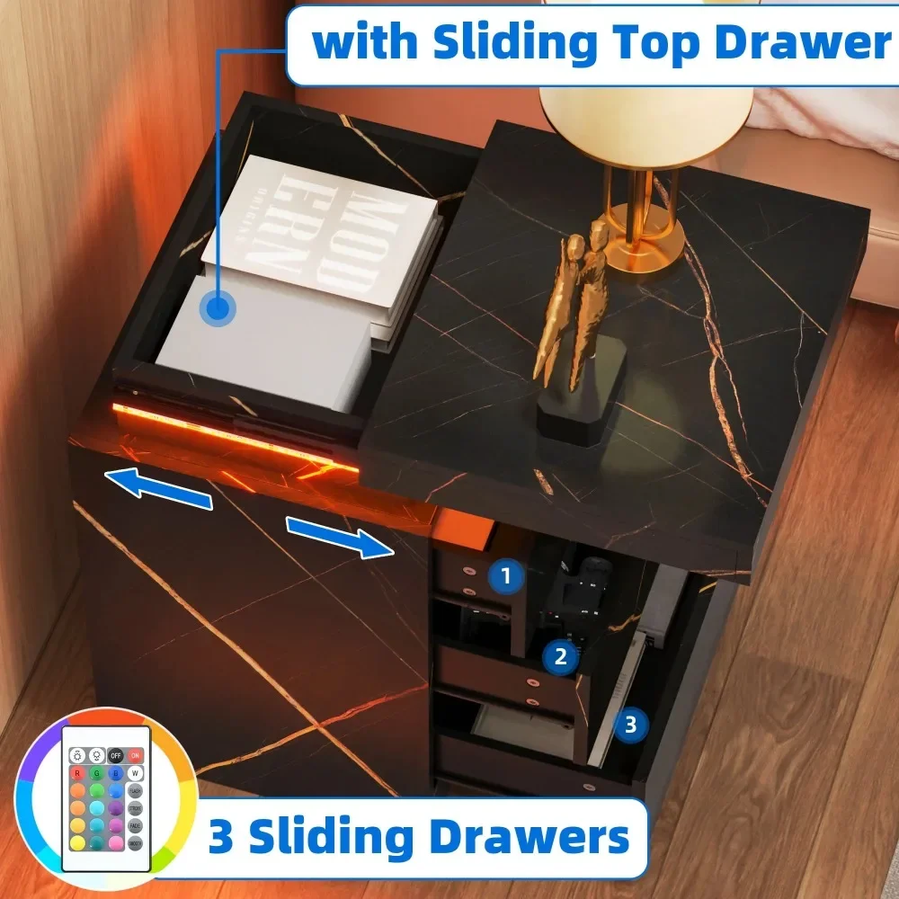 Table de oral et Moderne avec Lumière LED RVB Réglable, Haute Brillance, 27 Pouces, 3 Broches de Proximité