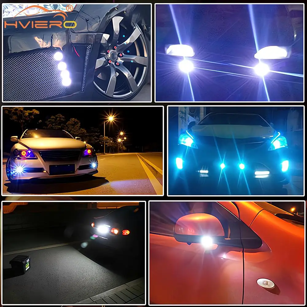 2Pcs 23MM Car Eagle Eyes Silver Shell Daytime Running Lights Leds 12V Reversing Parking Signal Automobiles Lamp Multiple Colors