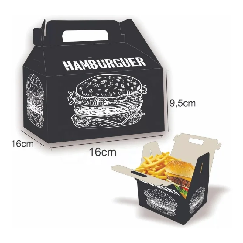 Customized productNew Design Portable Fried Chicken Box Kraft Burger Box Sandwich Hamburger Packing Box