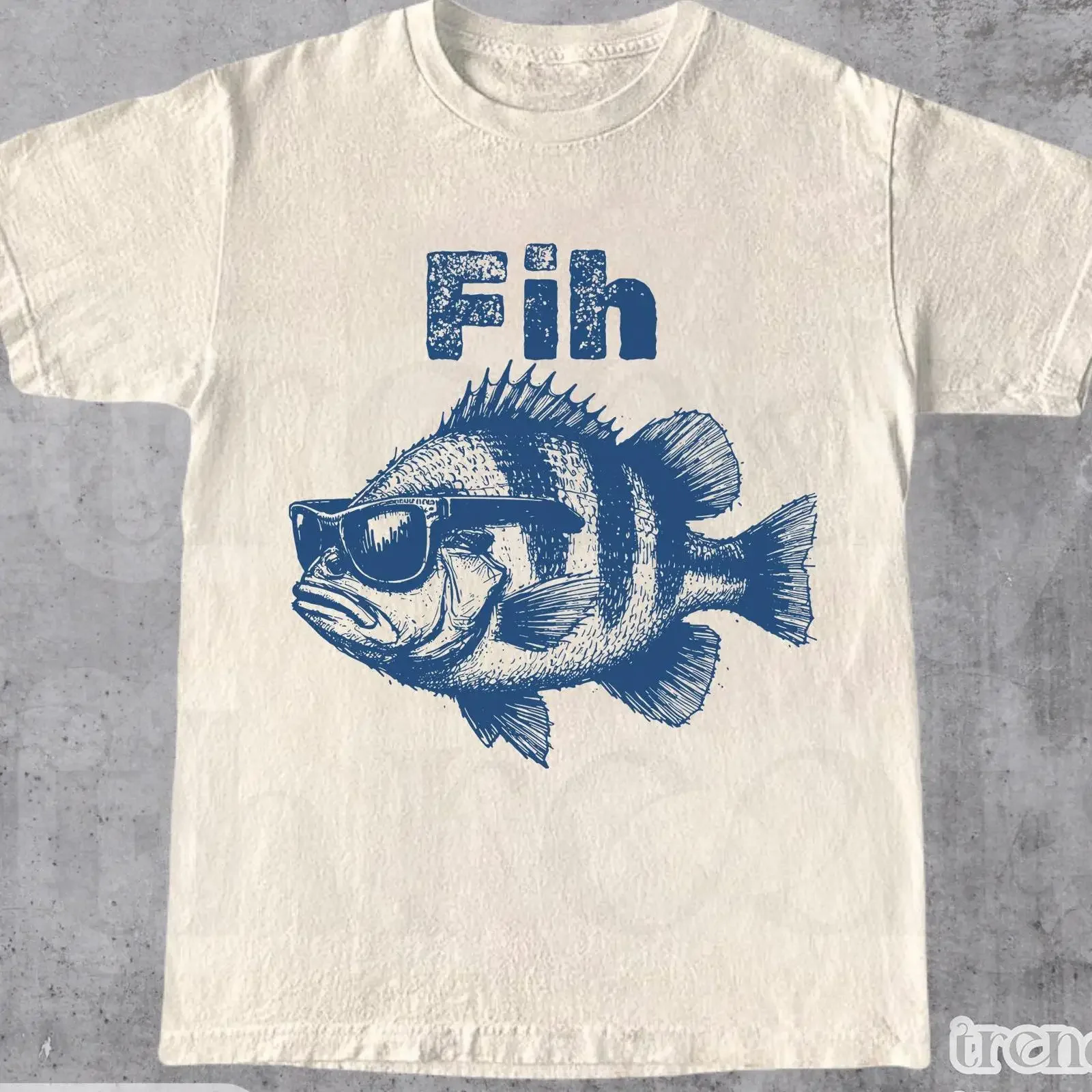 Fih Fish Meme T Shirt Funny Cool Sunglasses Gen Z Brainrot Humor Casual Gag Viral Top vintage Washed Soft homme Stylish fashion