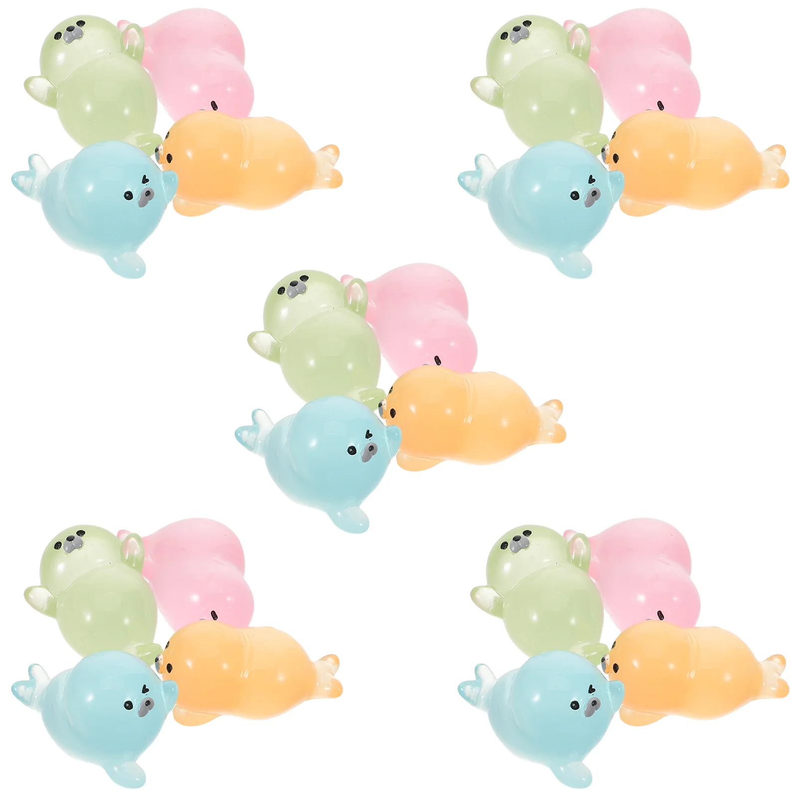 

20Pcs Glow in Dark Seal Resin Decor - Mini Marine Animal Night Light Ornament for Home Office Room - Luminous Ocean Themed