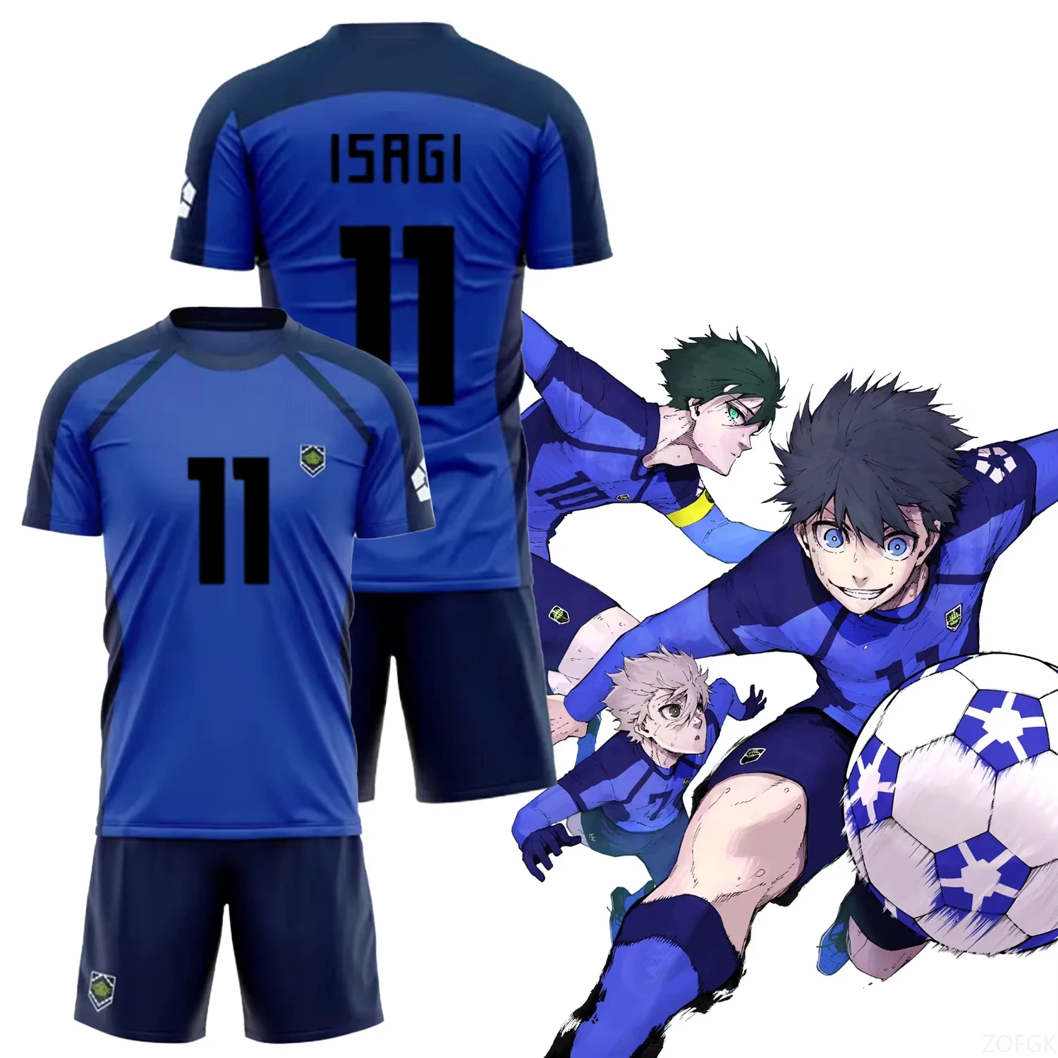 

Anime Japan Blue Football Lock Shirt Cosplay T-shirt Wear Soccer Kit