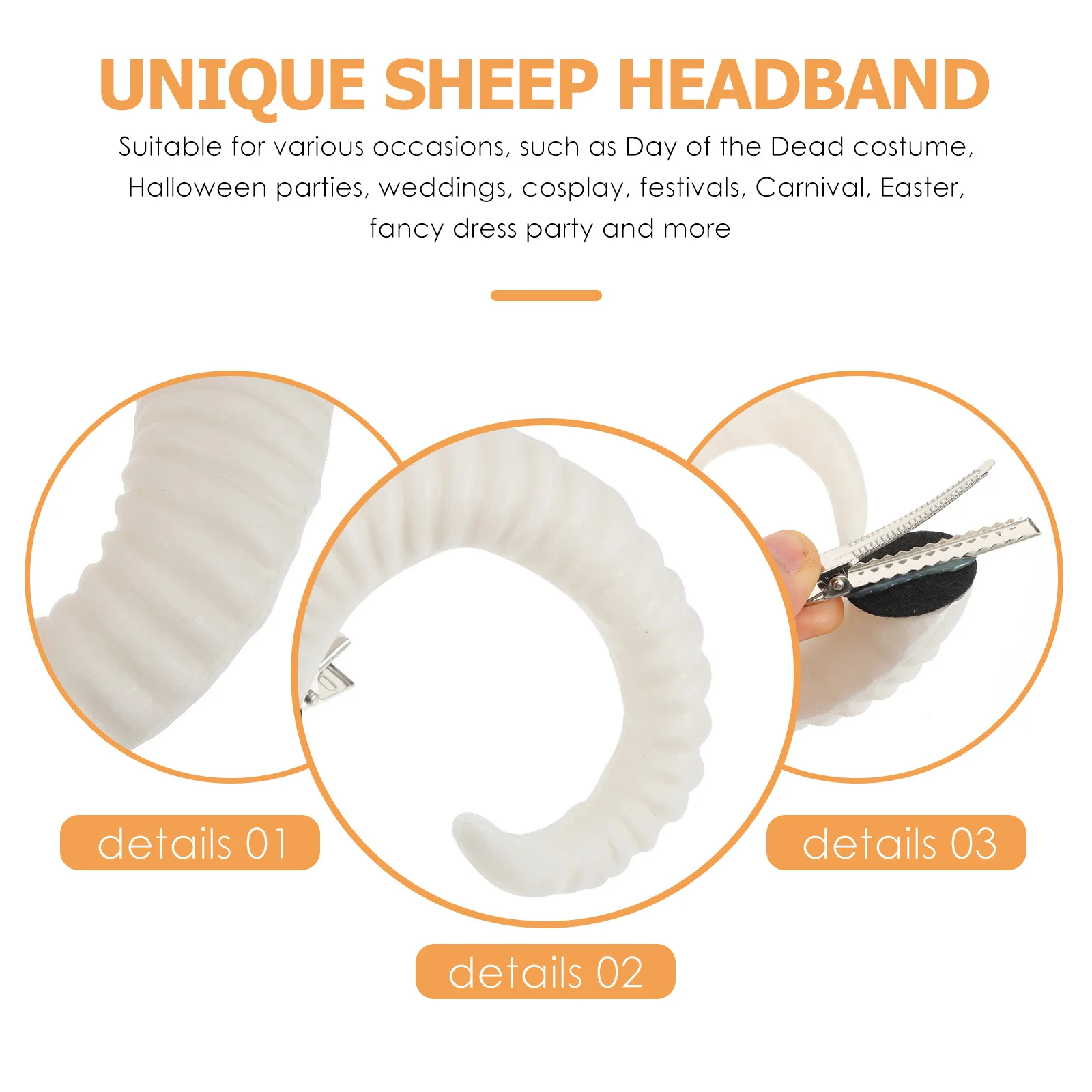 

Sheep Horns Hairpin Artificial Unique Headband For Halloween Cosplay Party Festival Wedding Carnival Decor Accessory