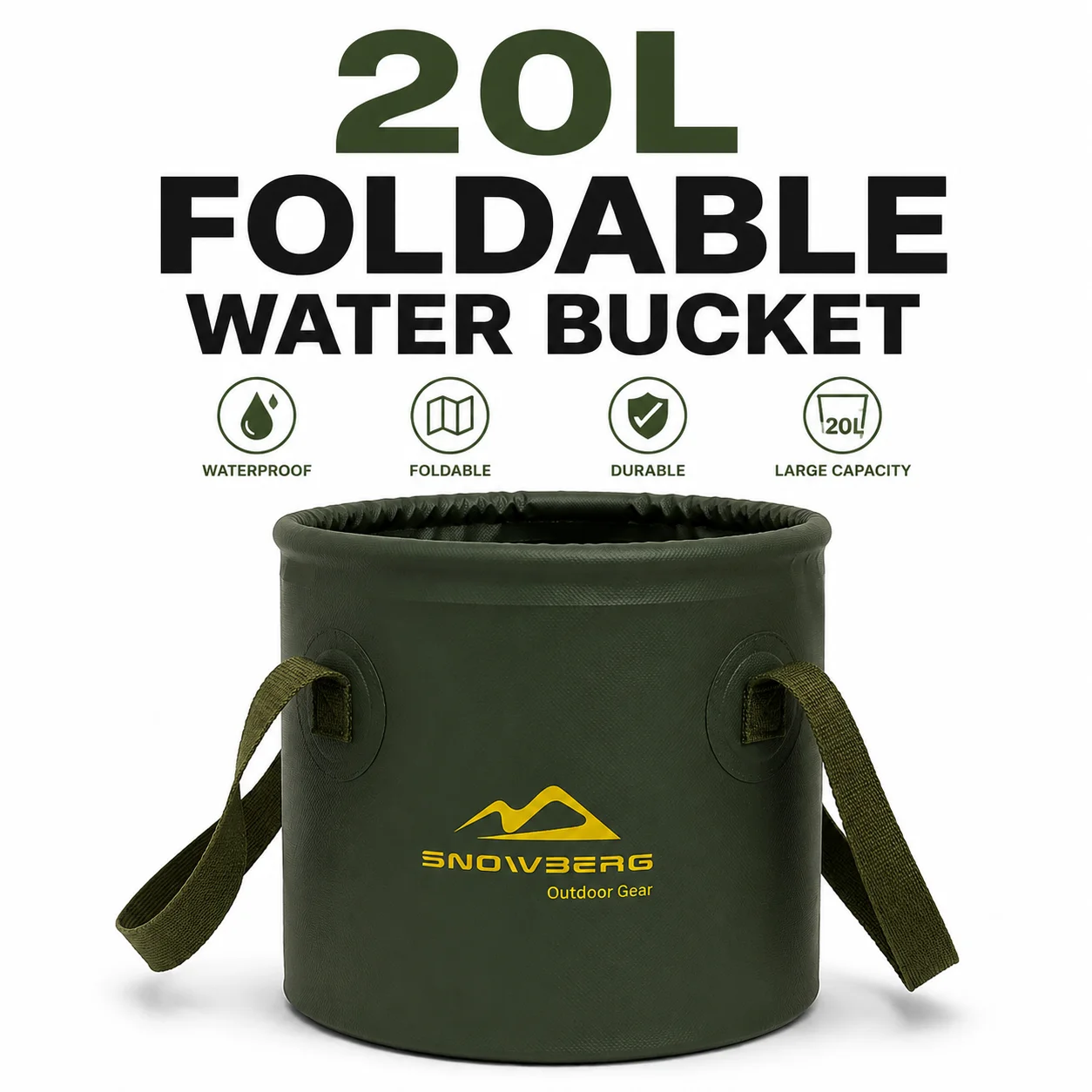 10L Portable Foldable Water Bucket, Waterproof PVC Camping Bucket, Large Capacity Collapsible Fishing Pail for Outdoor Travel Pi