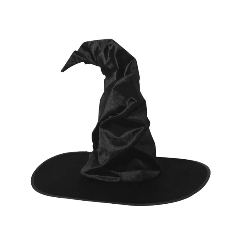 Adult Magic Wicked Bendy Witch Cap For Halloween Costume Women Black Crooked Witch Hat