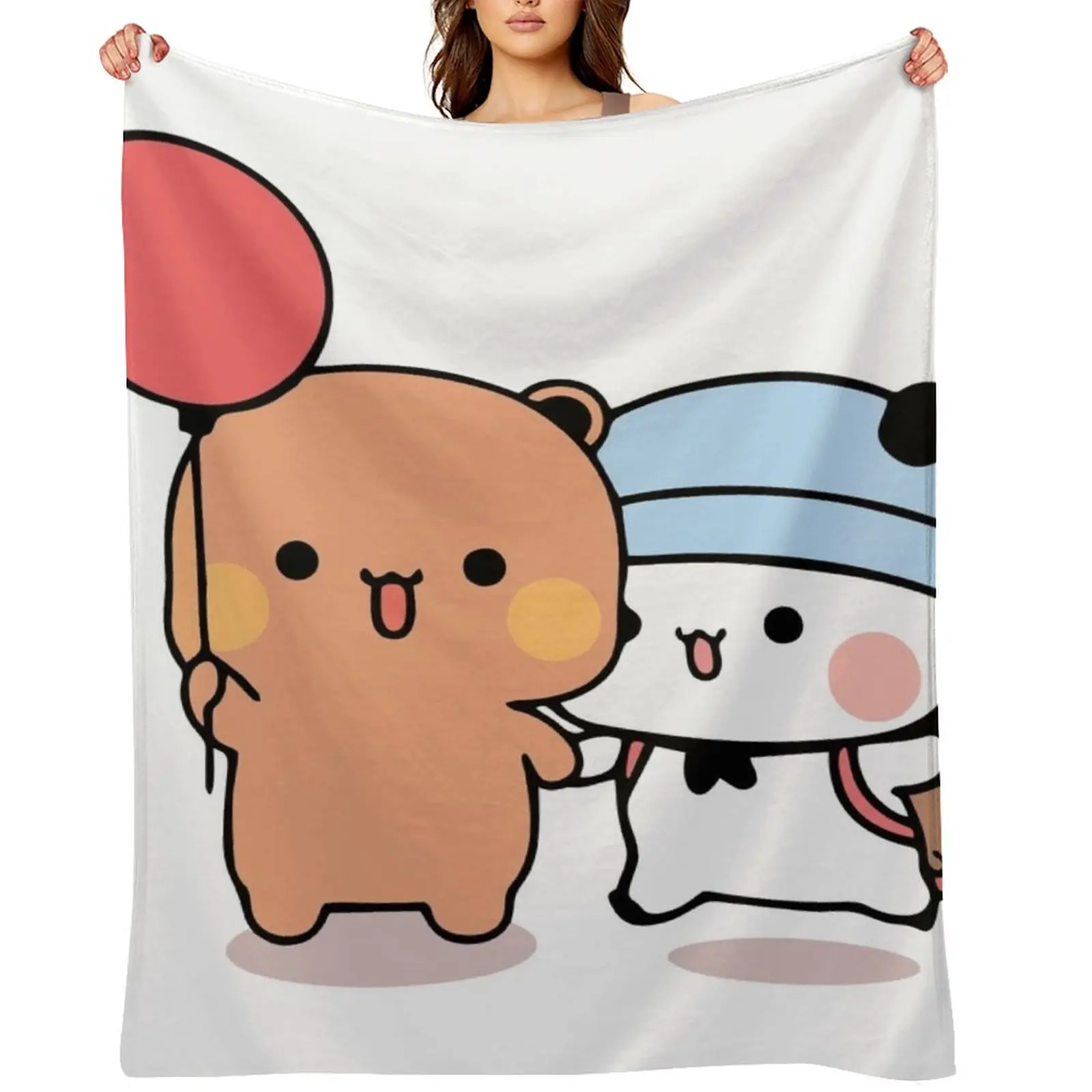 

PANDA BEAR, bubu and dudu hugs love balloon Throw Blanket Bed linens for winter Plush Blankets