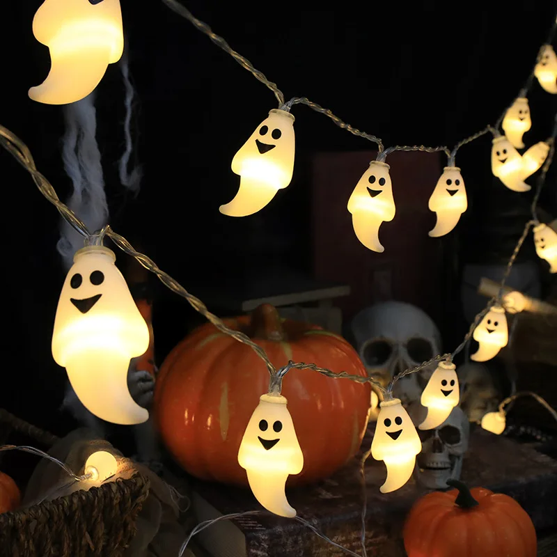 Halloween Ghost String Lights, Warm White Cute 3D Happy Face Ghost LED Fairy Lights, Battery Operated Decor Lights for Halloween