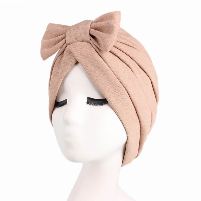 Bowknot Turban Indian Women Muslim Hijab Stretch Chemo Cap Cancer Hat Hair Loss Cover Head Scarf Wrap Beanies Bonnet Headwear