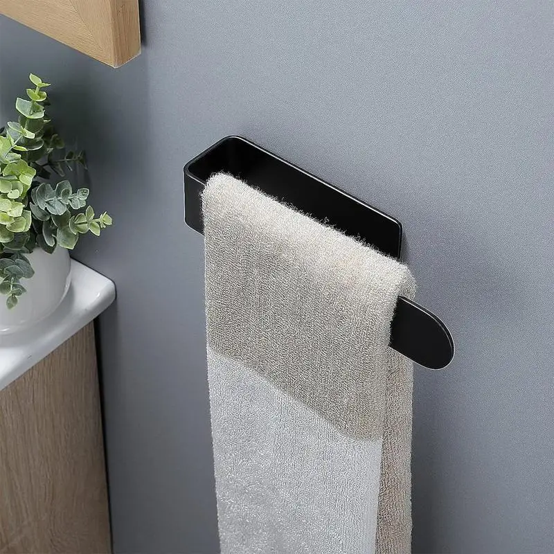 Hand Towel Rack Self Adhesive Towel Hanging Rod Towel Holder Bar Stick On Wall Acrylic Towel Ring Kitchen Bathroom Accessories