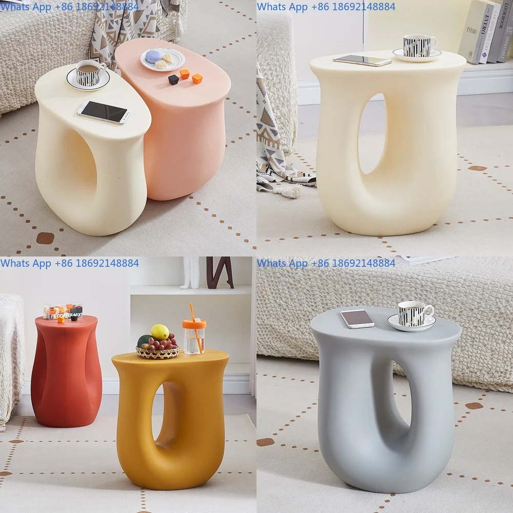 Minimalist Living Room Dopamine Style Coffee Table for Small Spaces Sofa Side Table Creative U Shaped Storage Corner Table