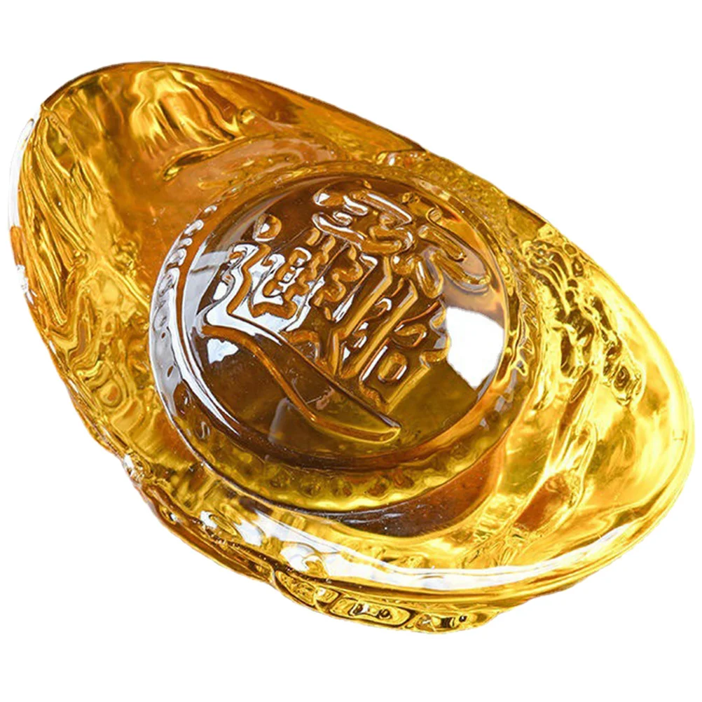 

Crystal Dragon Pattern Yuan Bao Ingot Decor Small Desktop Ornament For Home Office Car Decorative Ingots Craft Gift