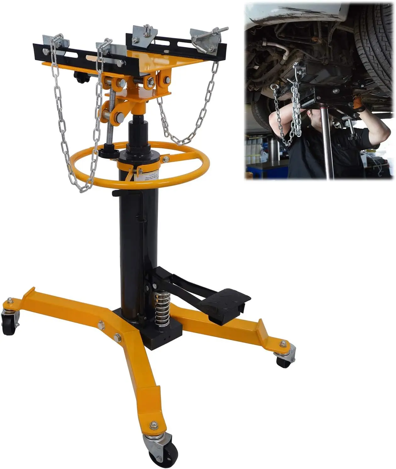 

Профессиональный домкрат гидравлической коробки передач от 33 до 70 дюймов, 1100 фунтов/0,5 тонны, 2 ступени для автомобильного подъемника [P/N: ET-CAR-FIX004-0,5T-желтый]