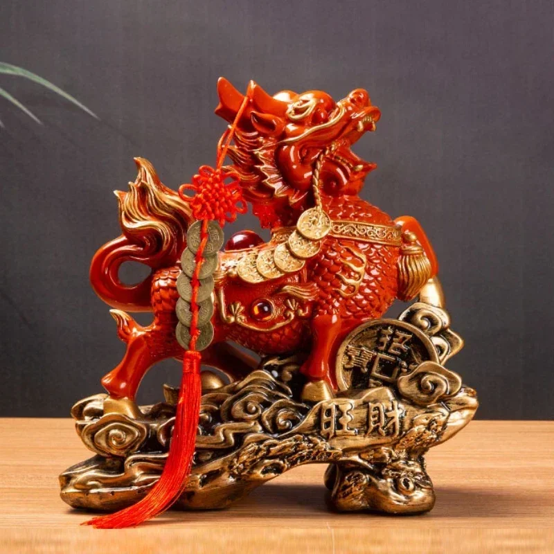 

2pcs Resin Kirin Ornament Absorb Wealth Zhenzhai Chinese Style Living Room Home Decoration Housewarming Gift Ensuring Safety