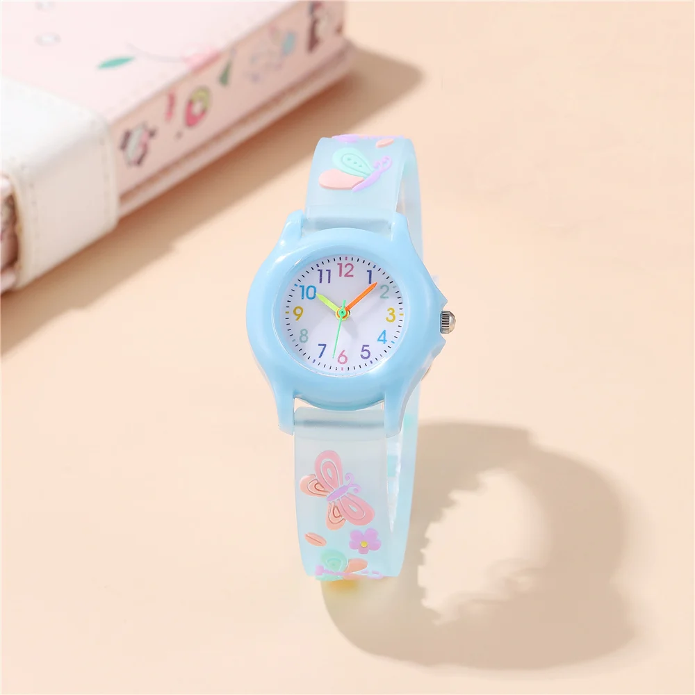 New Fashion Butterfly 3D Pattern Children\'s Watch Student Regular Daily Study Watch Girls Gift